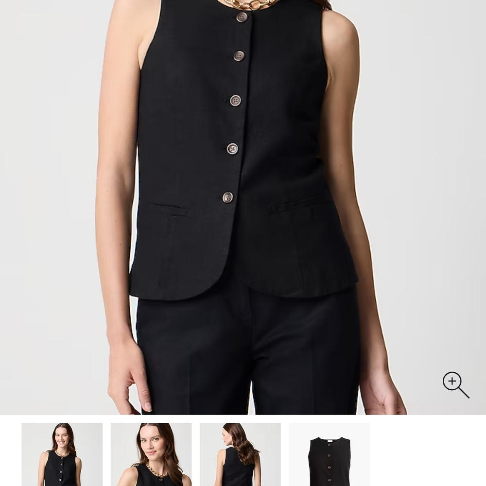 J. Crew Factory Black Sleeveless Fitted Button-Down